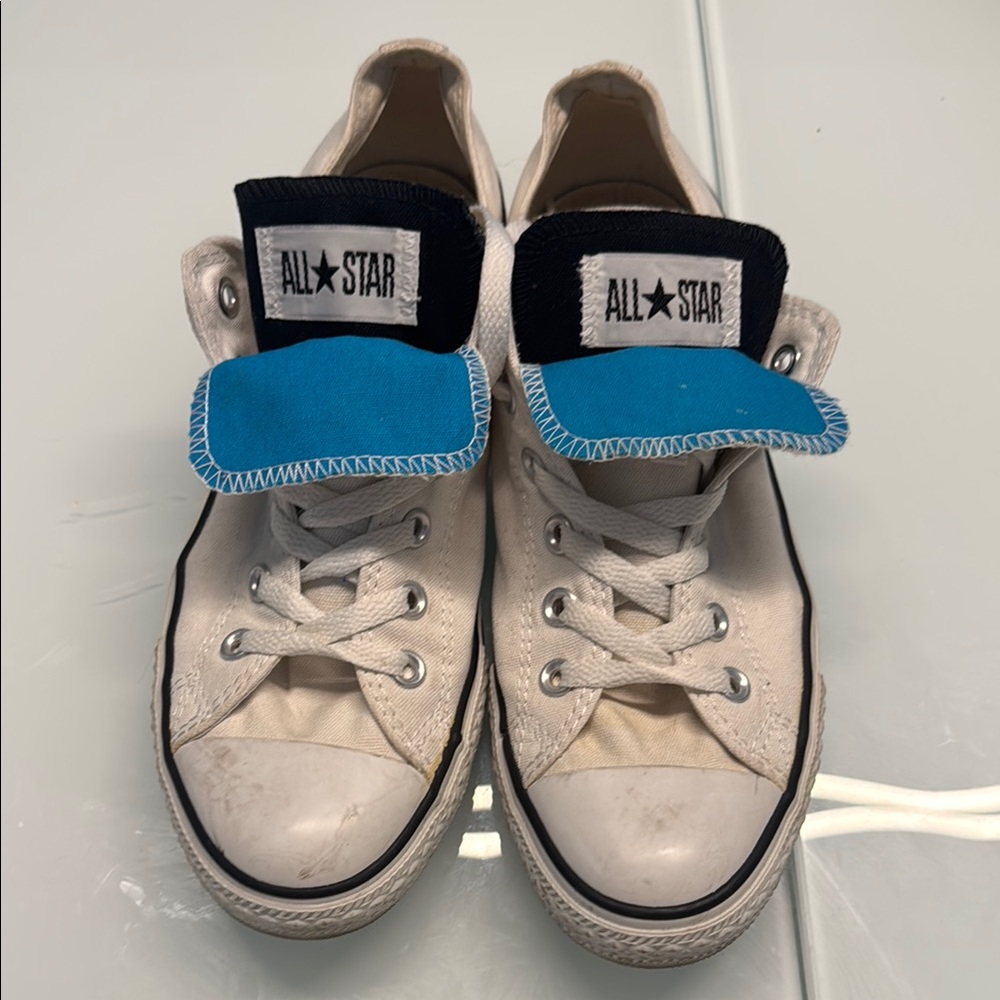 Converse All Star White Sneakers with Blue Accents